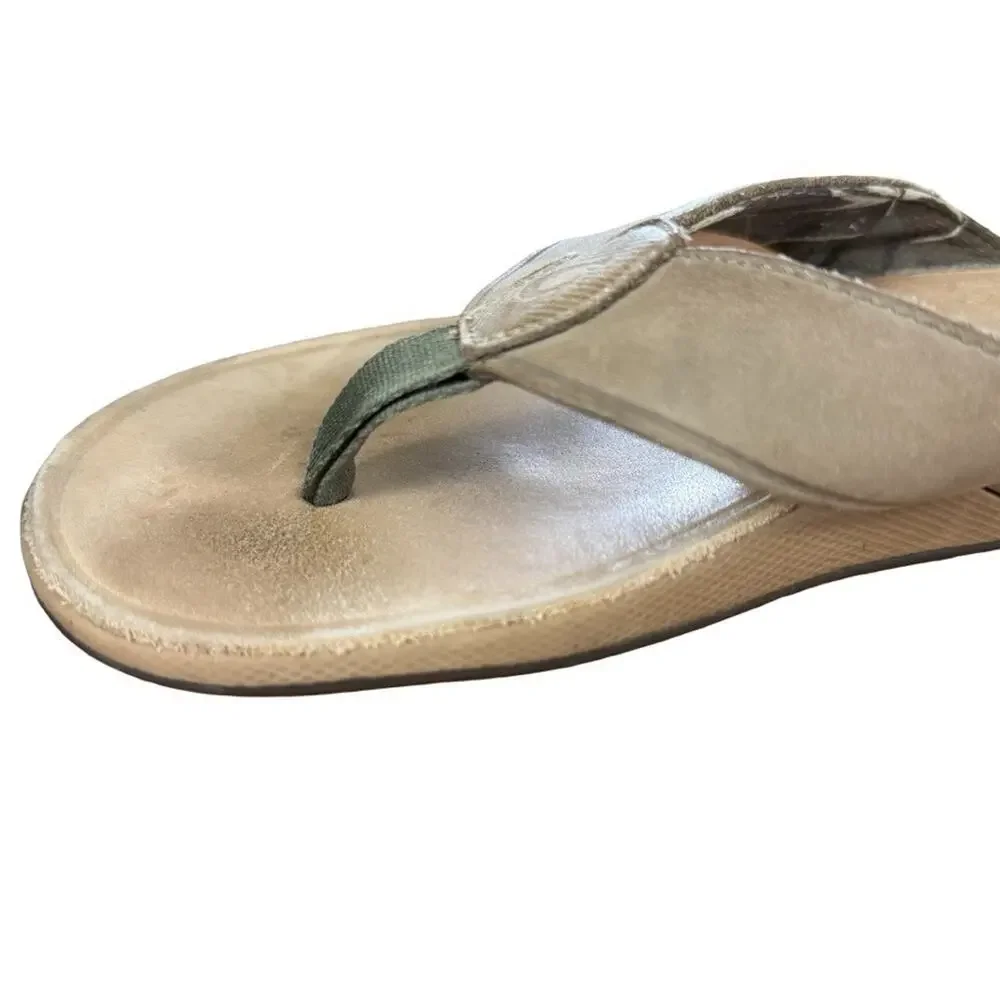 OluKai Tuahine Mens Leather Thongs Flip Flop Beach Vacation Sandals Shoes sz 9